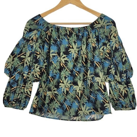 NEW Petersyn Lily Off The Should Long Sleeve Print Top, Medium, New With Tags - Picture 13 of 13